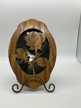 Mirror with Carved Rose Accent
